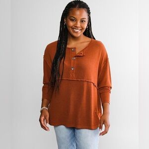 Women’s BKE Raw Edge Henley long sleeve top